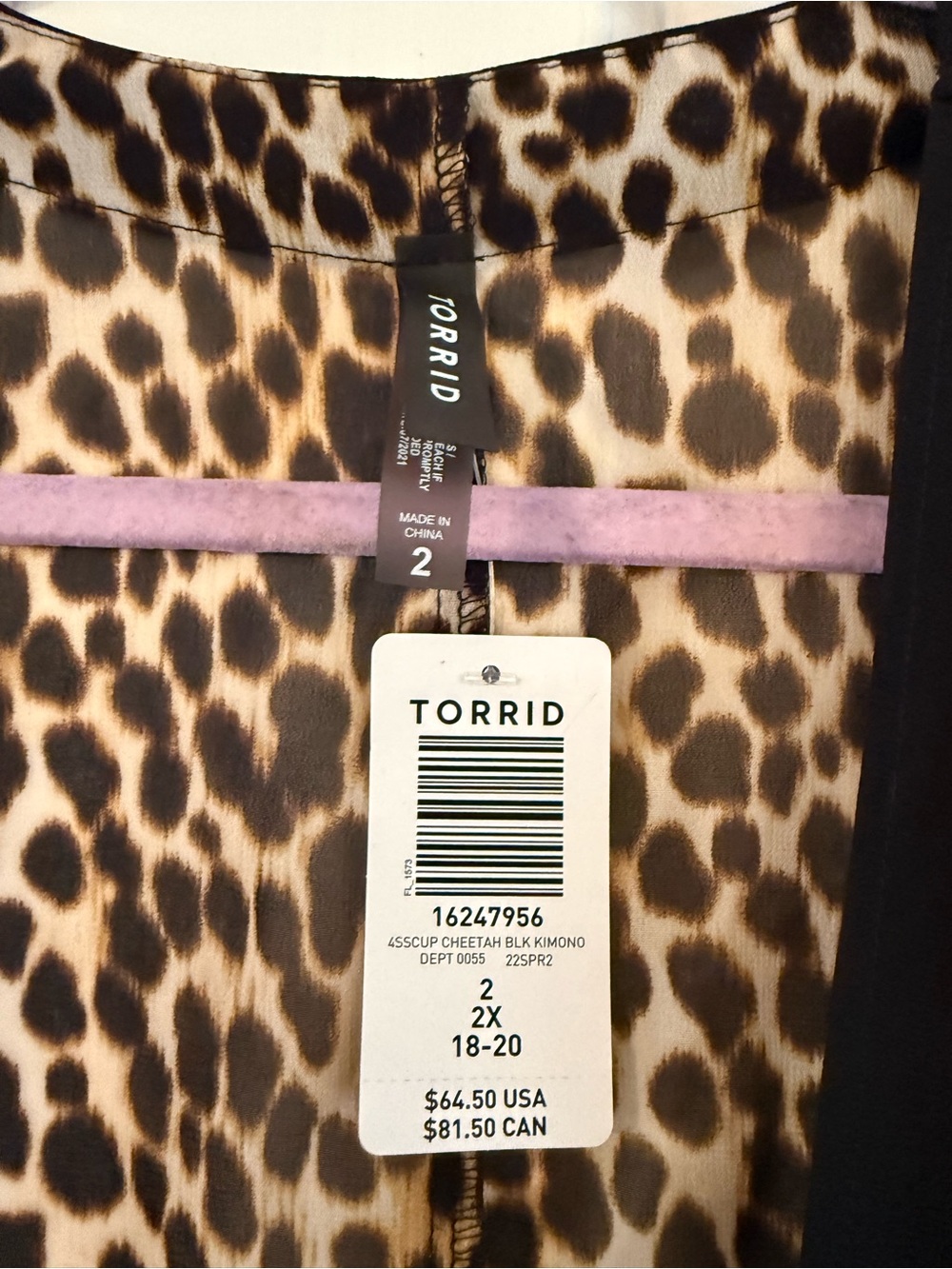 torrid Leopard Print Kimono with Black Trim - Picture 2 of 5